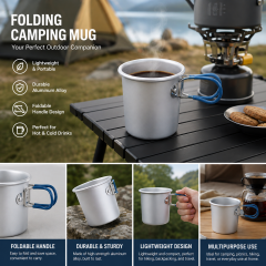 5 Oz Foldable Handle Aluminum Camping Cup