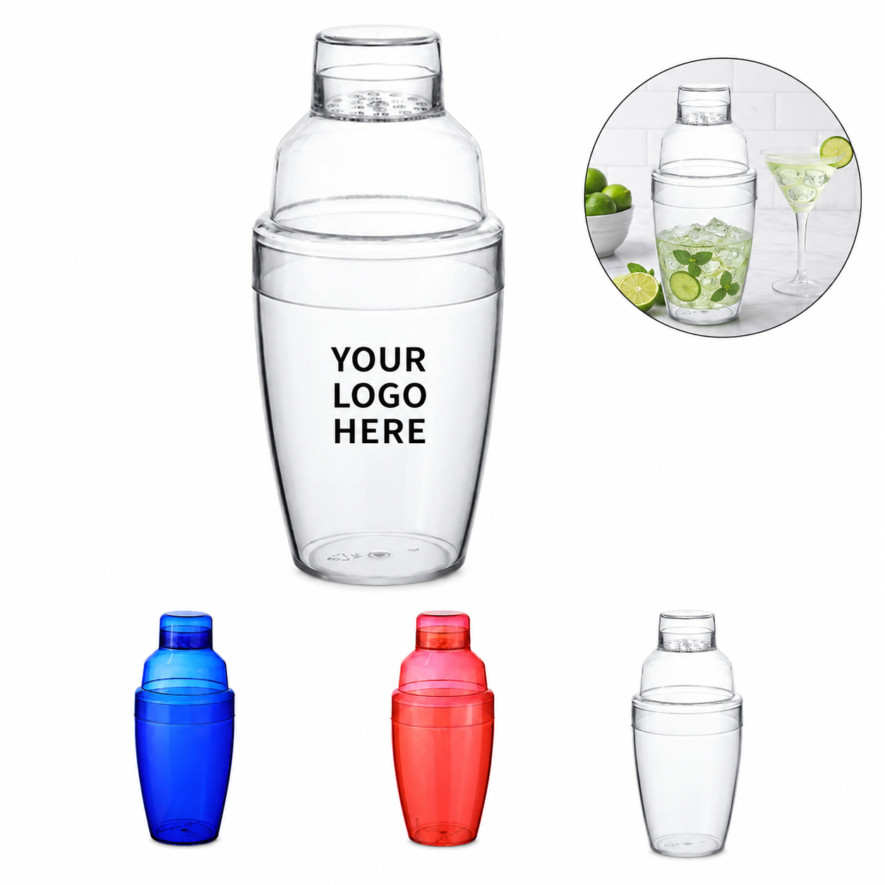6 Oz 3-Piece Plastic Cocktail Shaker