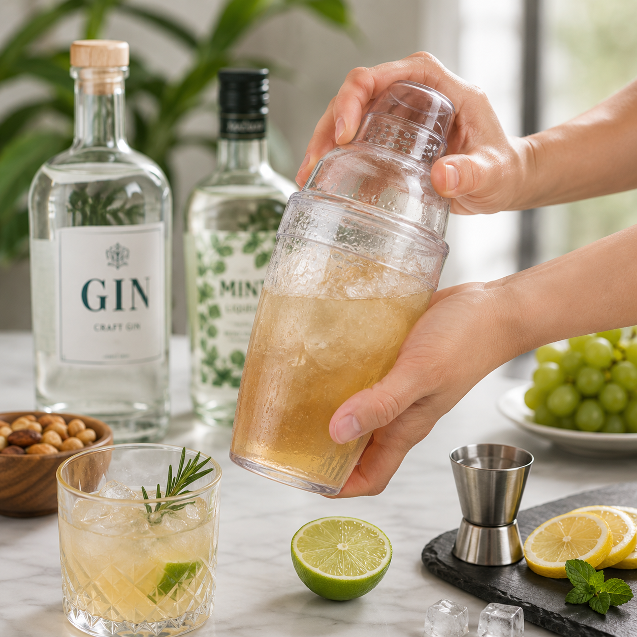 6 Oz 3-Piece Plastic Cocktail Shaker