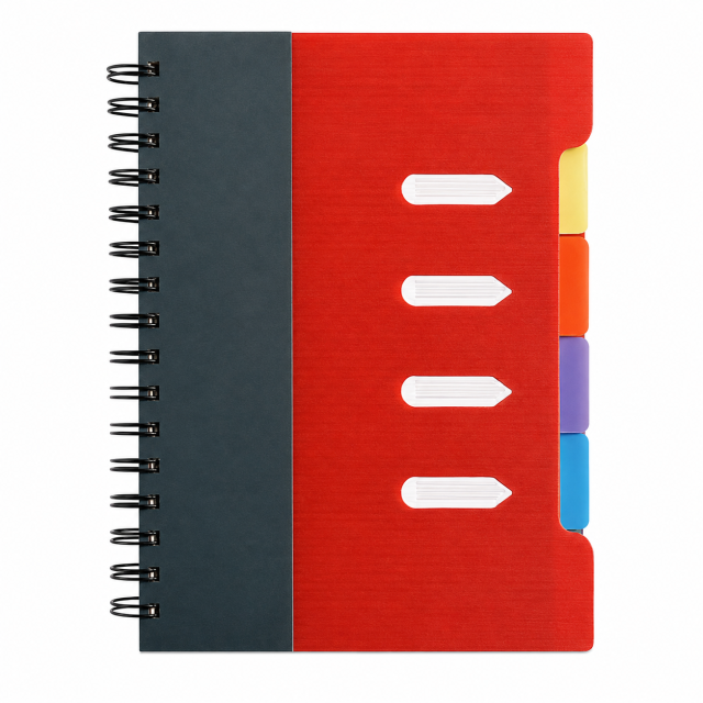 B5 Indexed Spiral Notebook With PP Dividers