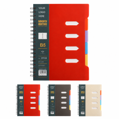 B5 Spiral Notebook With 5-Section Index Tabs