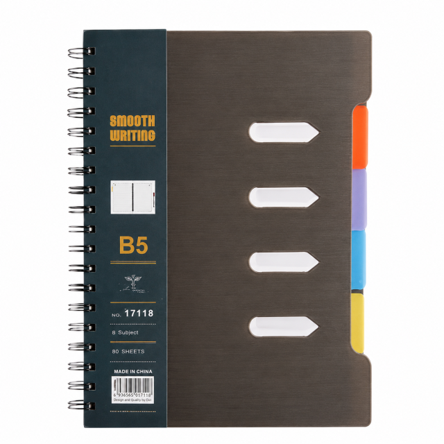 B5 Spiral Notebook With 5-Section Index Tabs