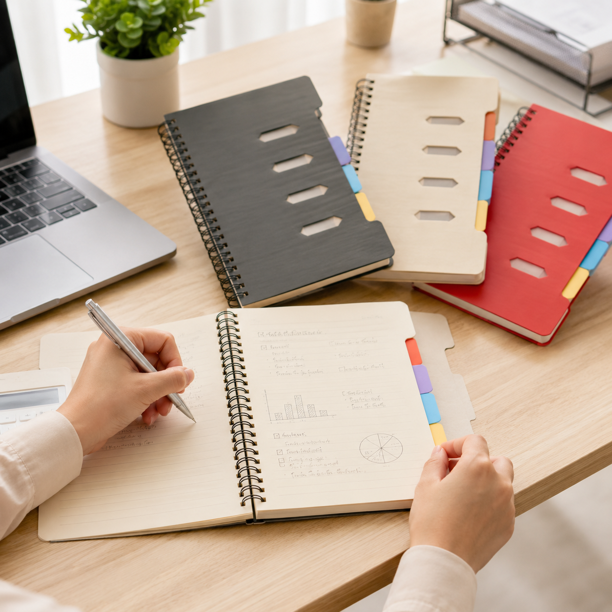 B5 Spiral Notebook With 5-Section Index Tabs