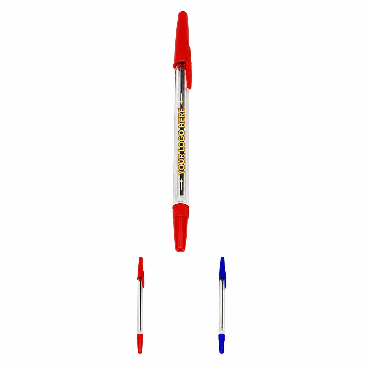 Clear Barrel Stick Ballpoint Pen With Pocket Clip