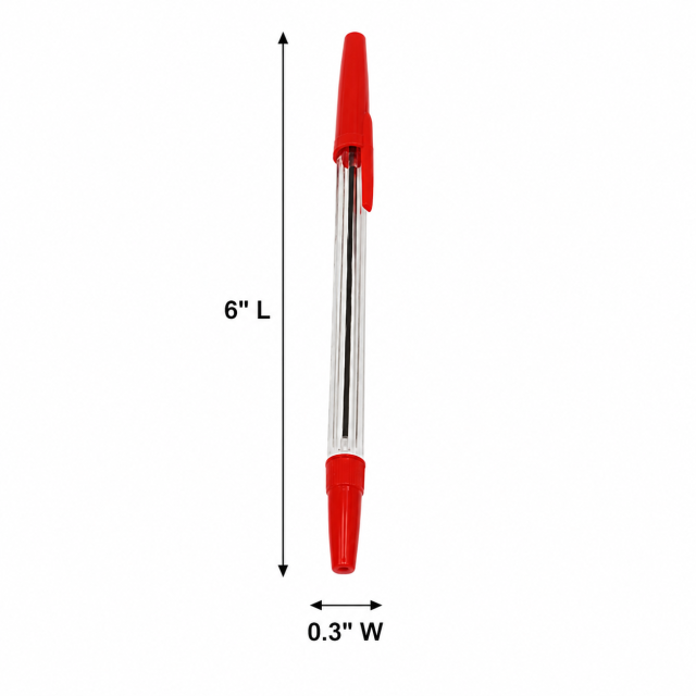 Clear Barrel Stick Ballpoint Pen With Pocket Clip