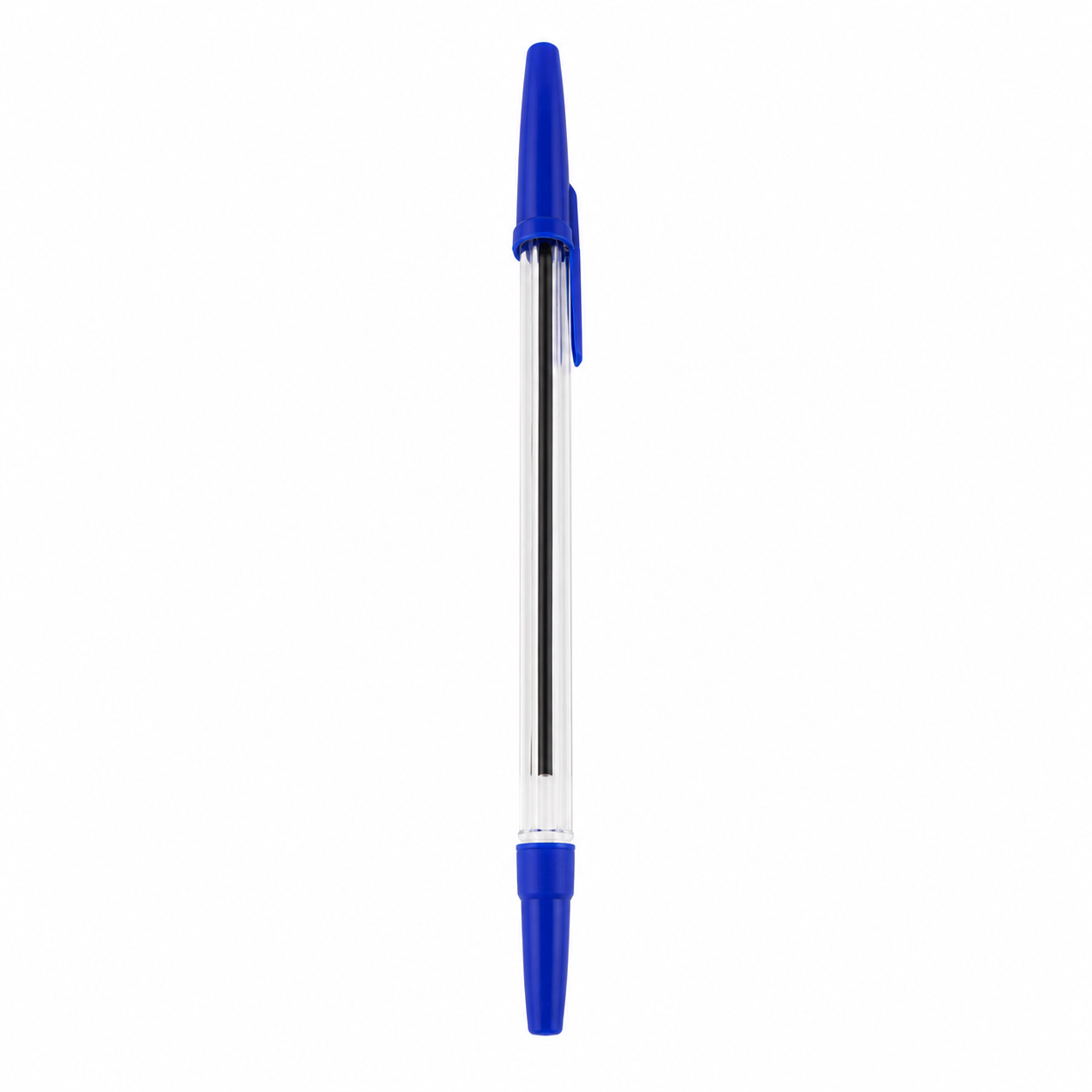 Clear Barrel Stick Ballpoint Pen With Pocket Clip