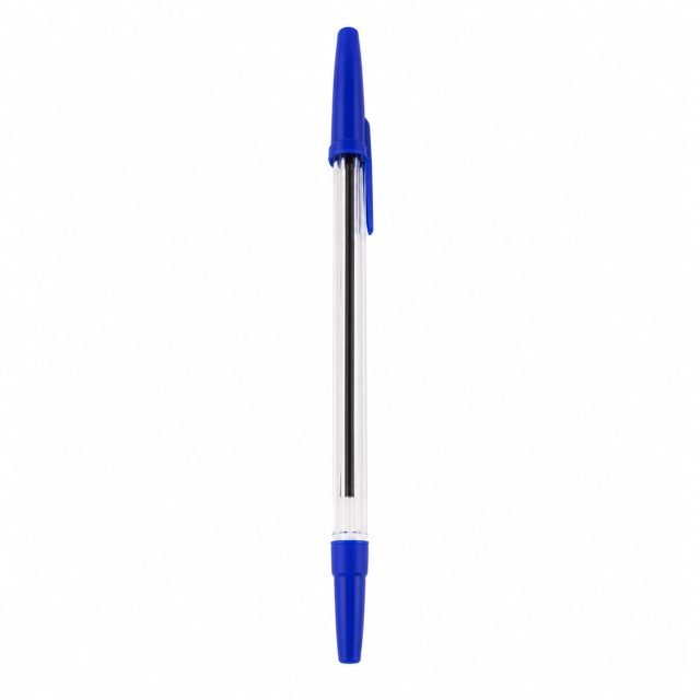 Clear Barrel Stick Ballpoint Pen With Pocket Clip
