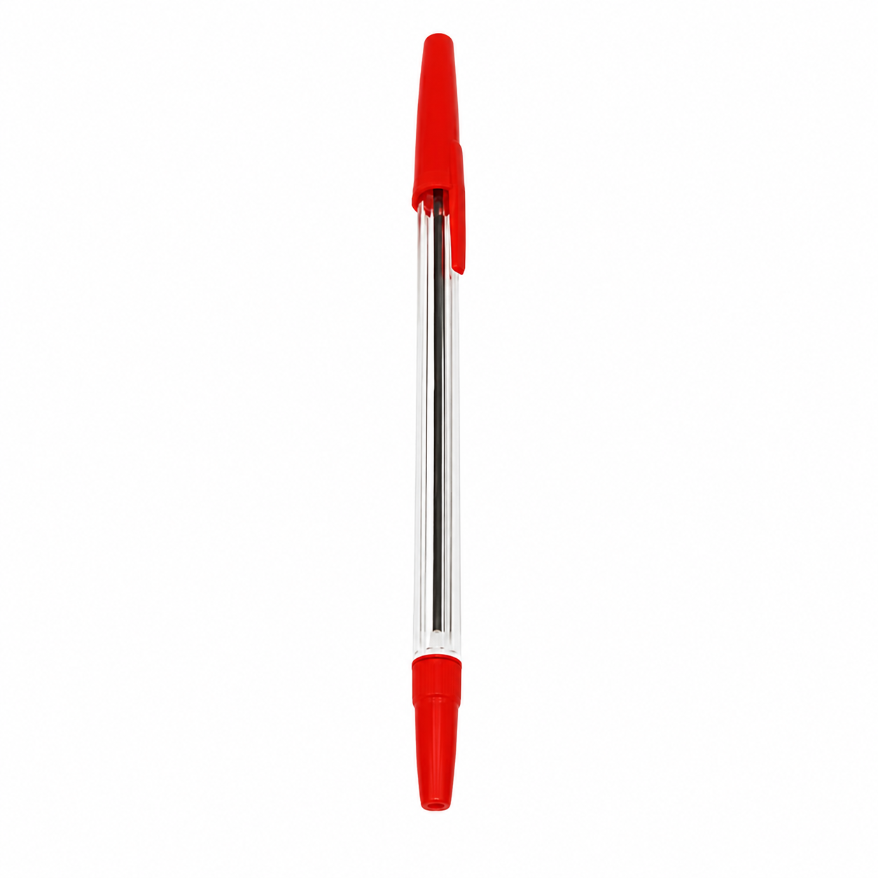 Clear Barrel Stick Ballpoint Pen With Pocket Clip