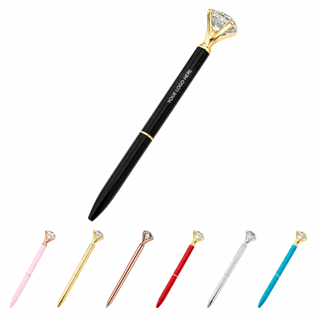 Crystal-Topped Metal Ballpoint Pen