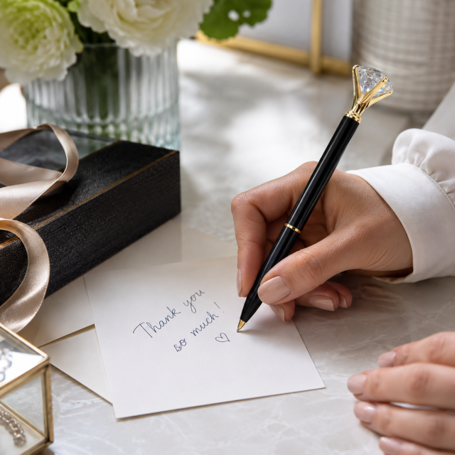 Crystal-Topped Metal Ballpoint Pen