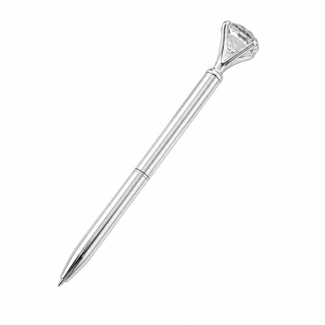 Crystal-Topped Metal Ballpoint Pen