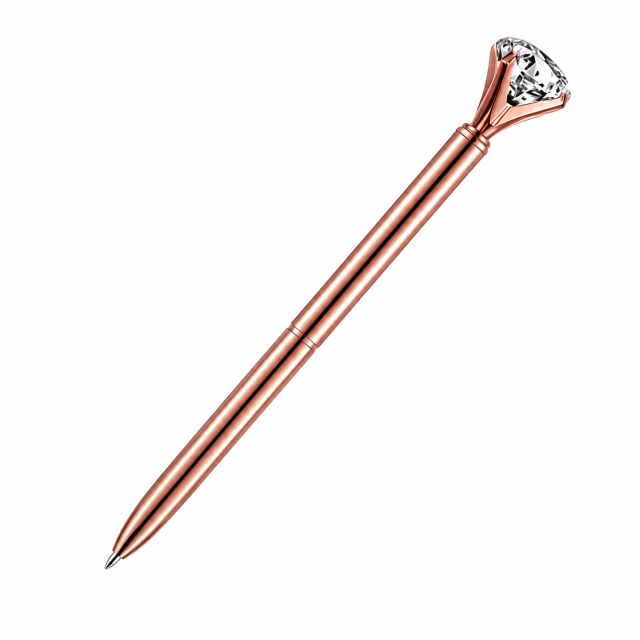 Crystal-Topped Metal Ballpoint Pen