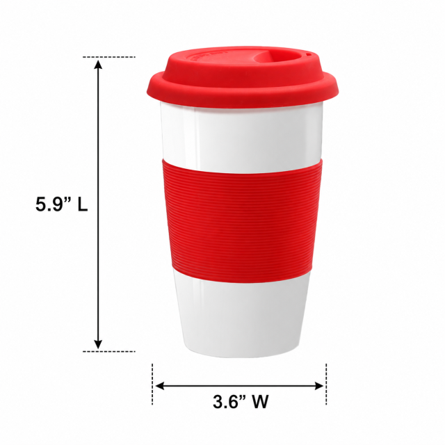 Double-Layer Ceramic Drinking Glass with Silicone Sleeve