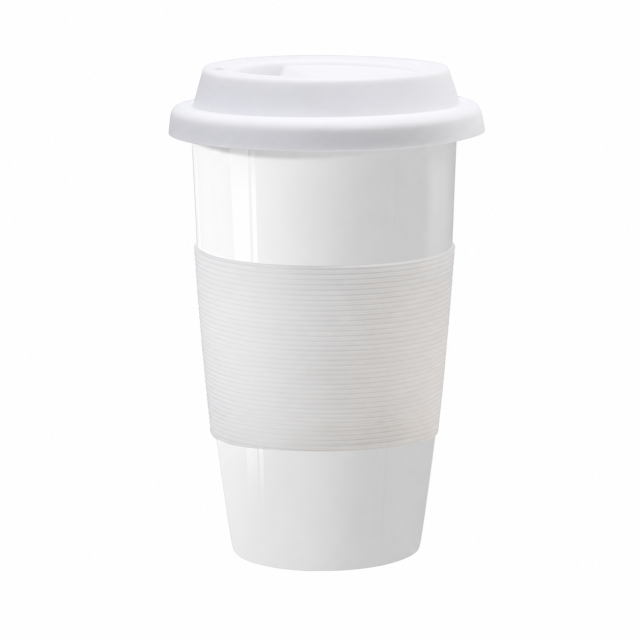 Double-Layer Ceramic Drinking Glass with Silicone Sleeve