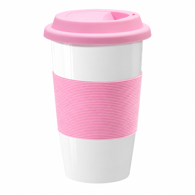 Double-Layer Ceramic Drinking Glass with Silicone Sleeve