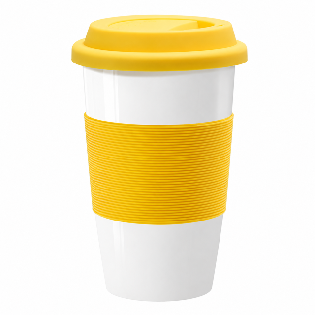 Double-Layer Ceramic Drinking Glass with Silicone Sleeve
