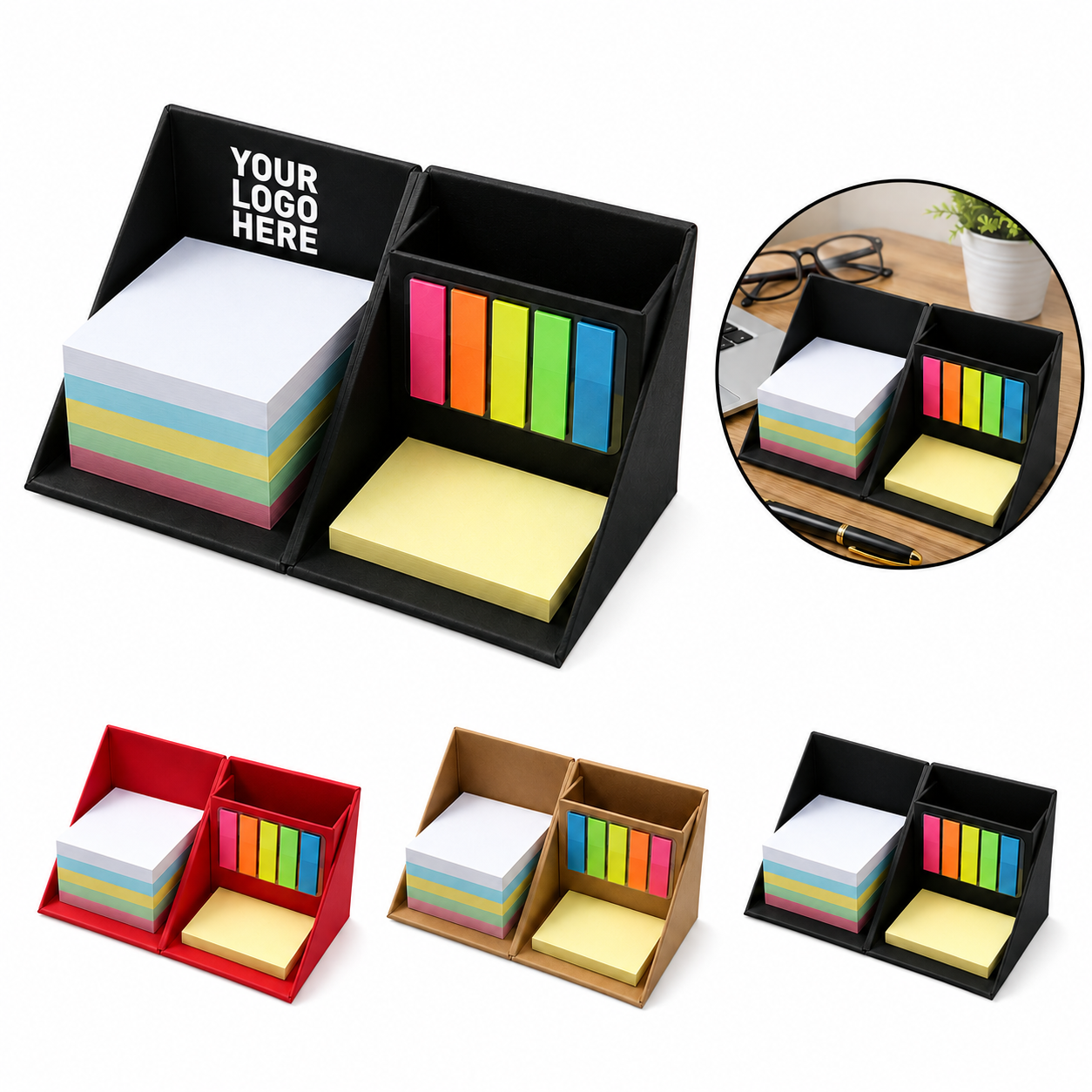 Foldable Sticky Note Box with Pen Holder