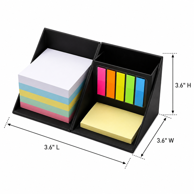 Foldable Sticky Note Box with Pen Holder