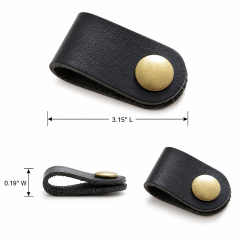 Leather Cable Organizer Strap With Metal Snap