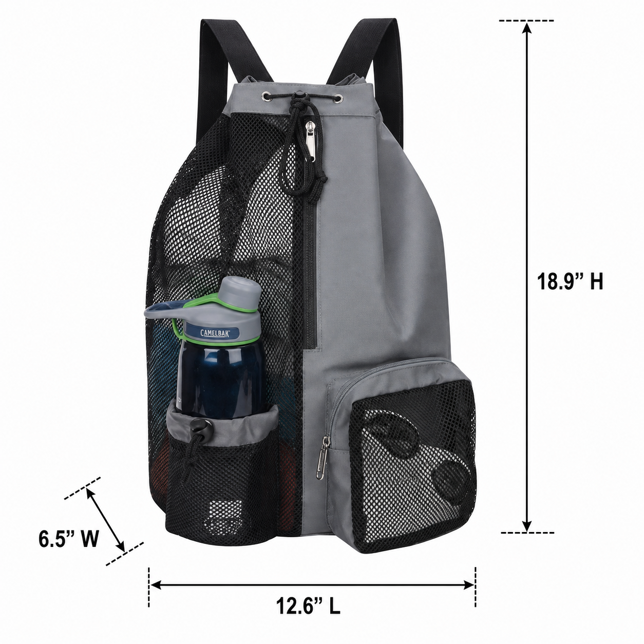 Mesh Drawstring Sports Backpack with Wet Pocket
