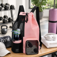 Mesh Drawstring Sports Backpack with Wet Pocket