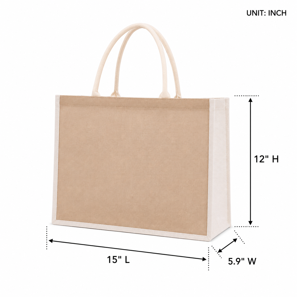 Natural Jute Reinforced Handle Tote Bag