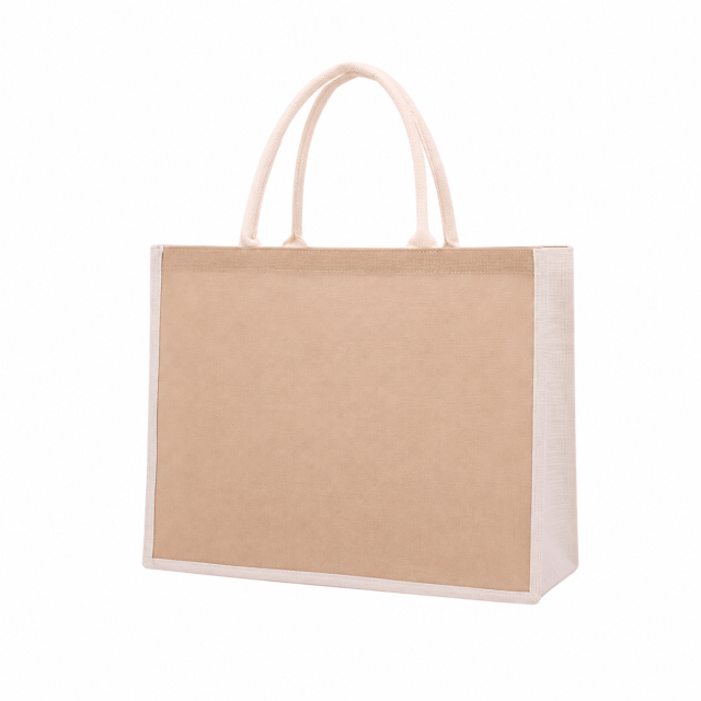 Natural Jute Reinforced Handle Tote Bag