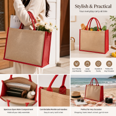 Natural Jute Reinforced Handle Tote Bag