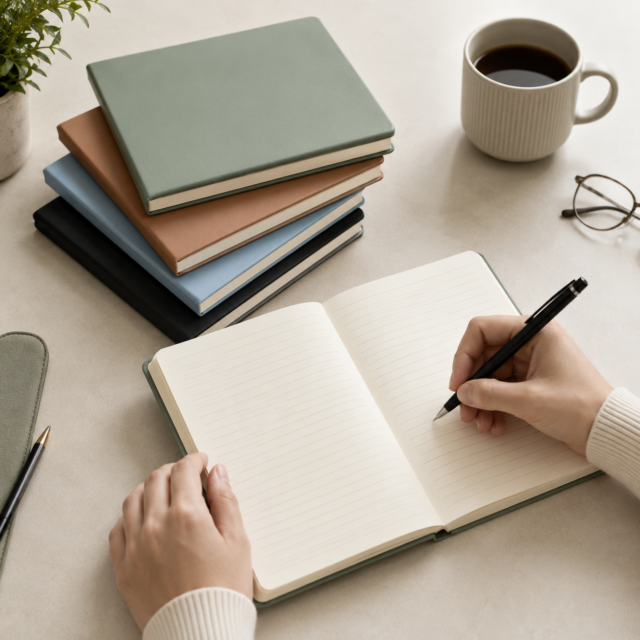 PU Leather Hardcover Lined Journal Notebook