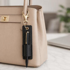 PU Leather Pen Holder Clip With Lobster Clasp