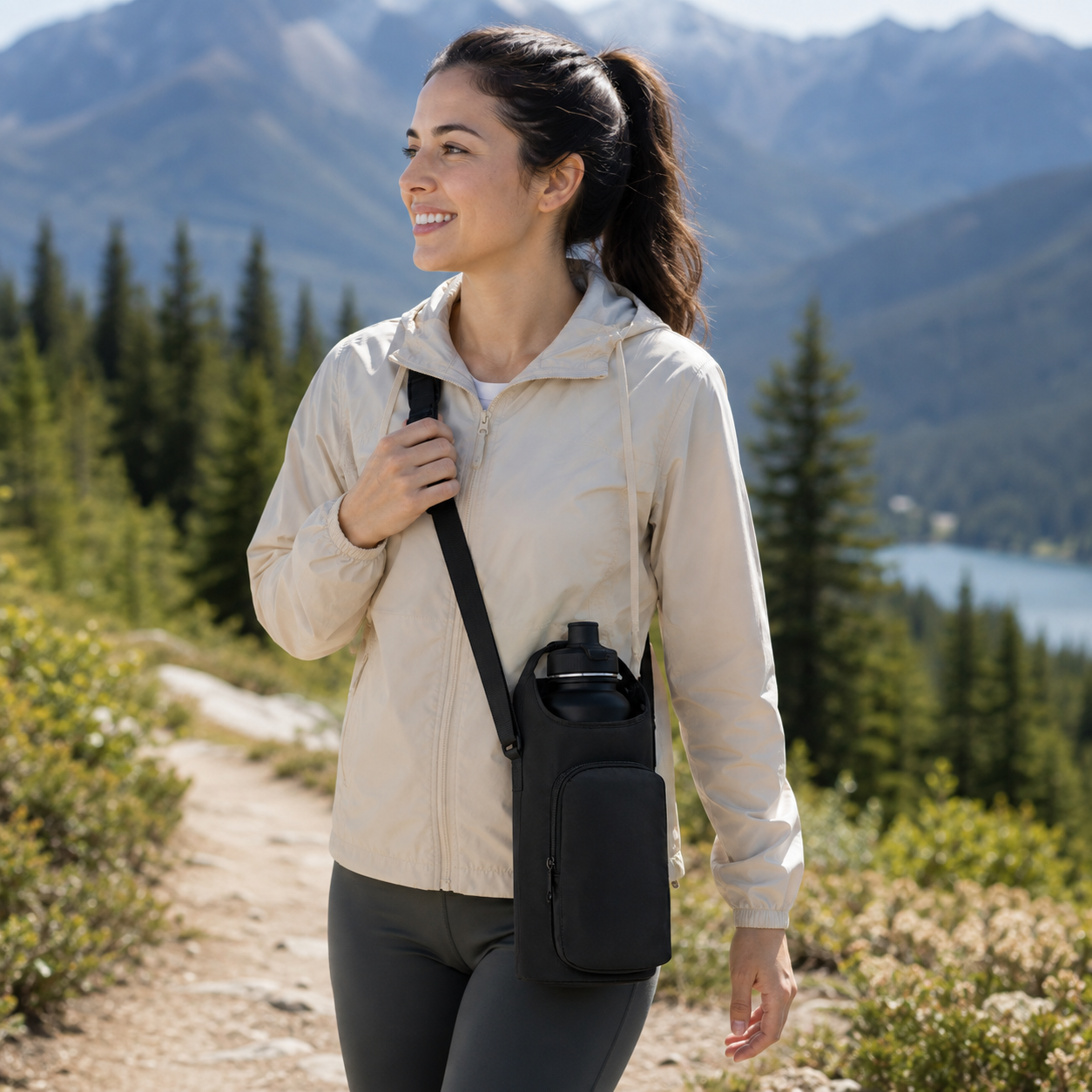 Polyester Crossbody Water Bottle Carrier
