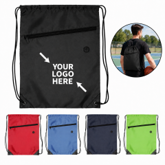 Polyester Drawstring Backpack With Zipper Pocket