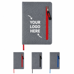 Polyester Zipper Pocket Lined Notebook