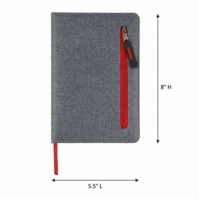 Polyester Zipper Pocket Lined Notebook