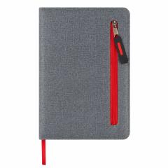 Polyester Zipper Pocket Lined Notebook