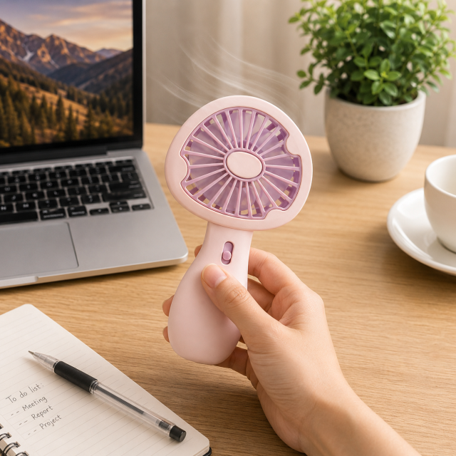 Rechargeable Mushroom Handheld Fan with Night Light