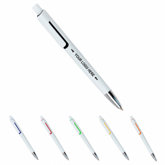 Retractable 1.0mm Plastic Ballpoint Pen With Clip