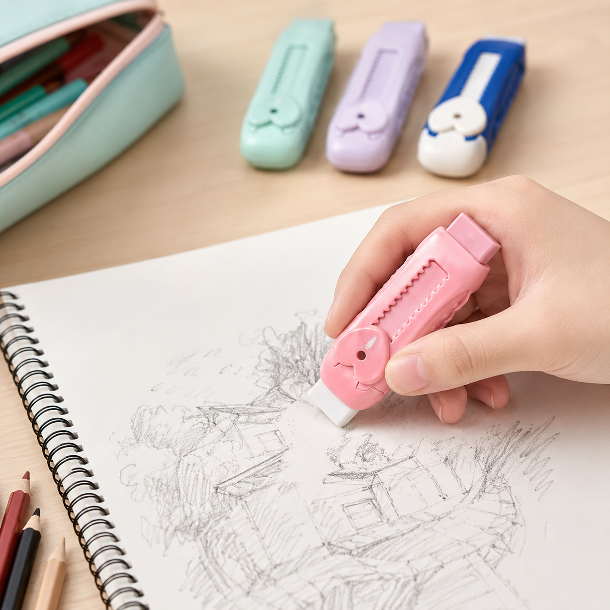 Retractable TRR Push Eraser