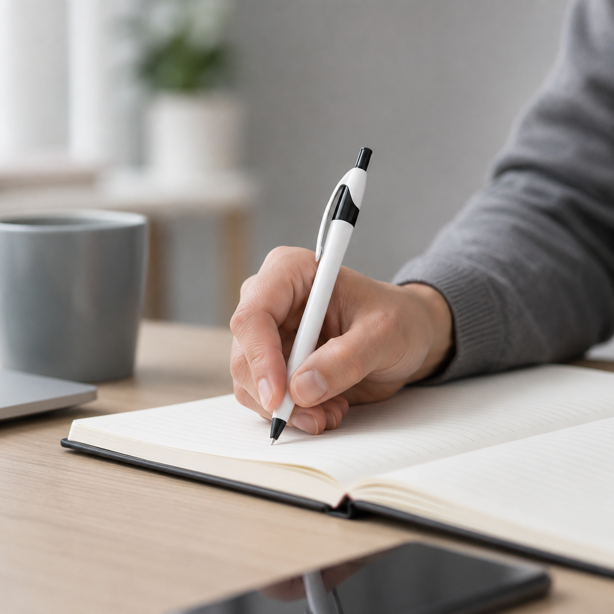 Slim Retractable Plastic Ballpoint Pen With Clip