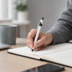 Slim Retractable Plastic Ballpoint Pen With Clip