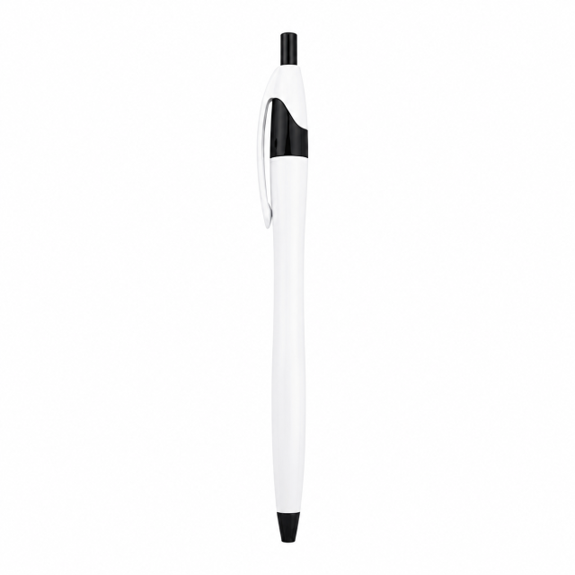Slim Retractable Plastic Ballpoint Pen With Clip