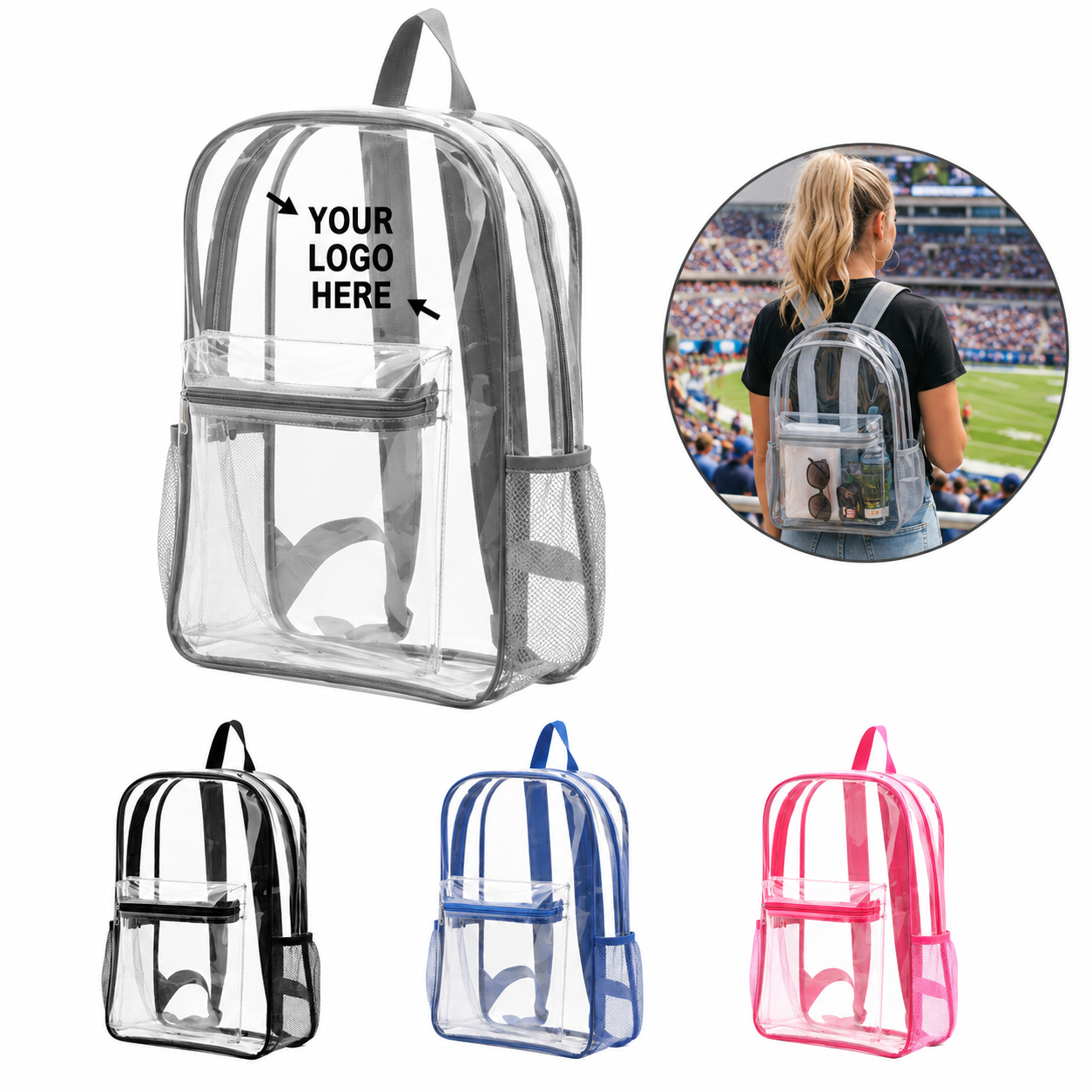 Transparent PVC Multi-Pocket Backpack