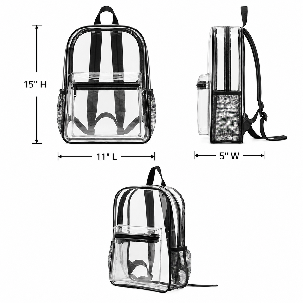 Transparent PVC Multi-Pocket Backpack