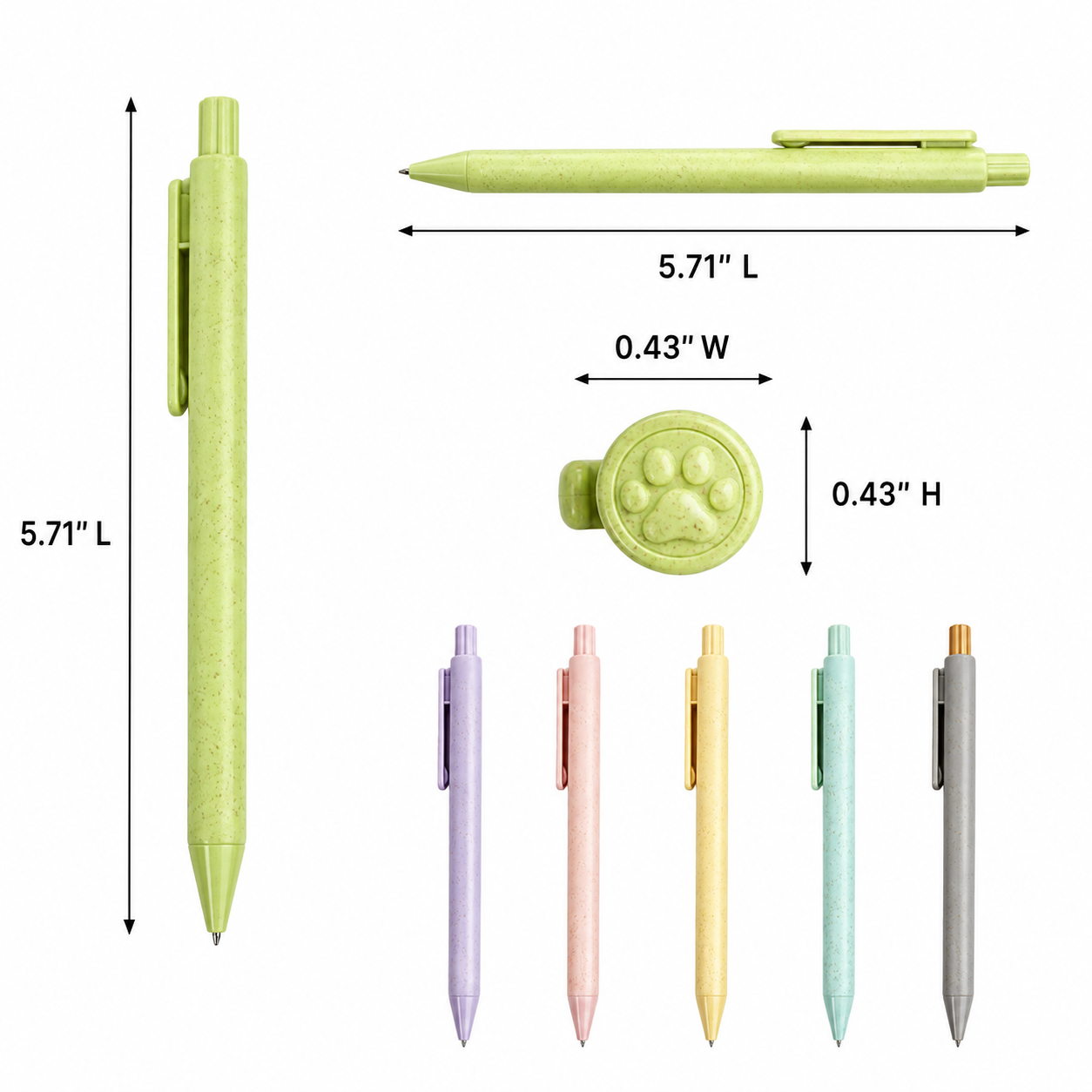 Wheat Straw Retractable Cat Paw Ballpoint Pen