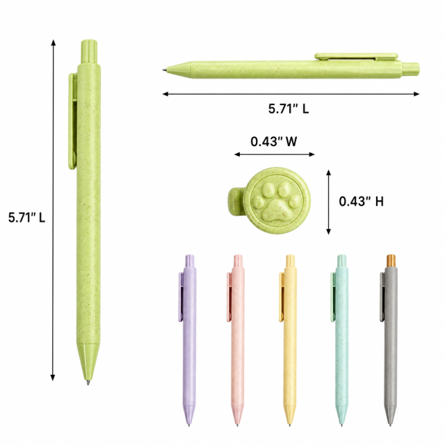 Wheat Straw Retractable Cat Paw Ballpoint Pen