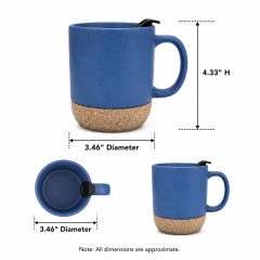 12 Oz Matte Ceramic Mug With Cork Base And Lid