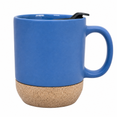 12 Oz Matte Ceramic Mug With Cork Base And Lid