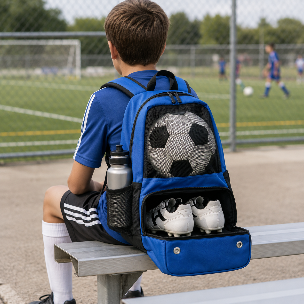 28L Soccer Sports Backpack With Ball And Shoe Compartments