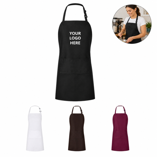 Adjustable Buckle Waterproof Bib Apron with Two Pockets