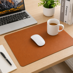 Non-Slip PU Office Mouse Pad With Flocked Base